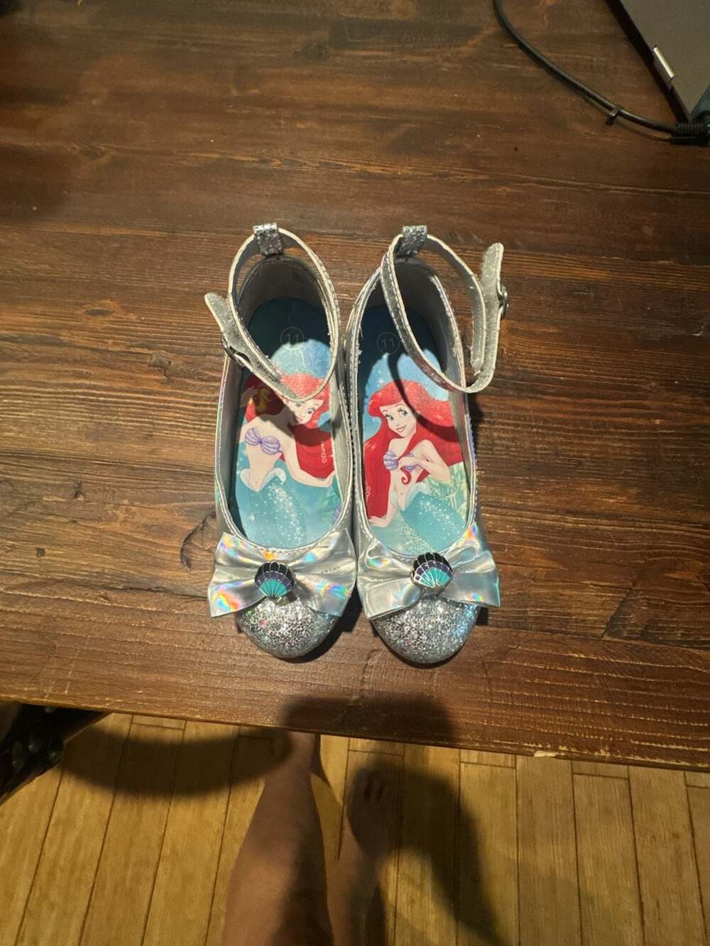 Disney Princess Ariel Silver Glitter Dress Up Heels Shoes Size 11